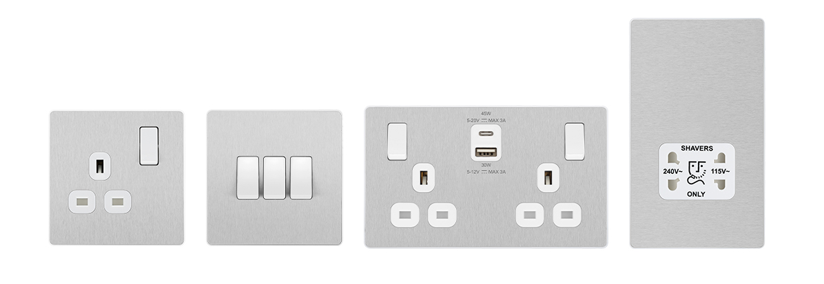 BG EVOLVE Brushed Steel Switches & Sockets BG EVOLVE Brushed Steel Switches & Sockets