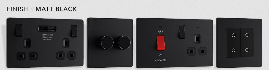 BG EVOLVE Matt Black Sockets & Switches BG EVOLVE Matt Black Sockets & Switches
