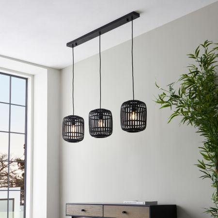 Endon Lighting Mathias 3 light Linear Pendant Matt Black | 101698