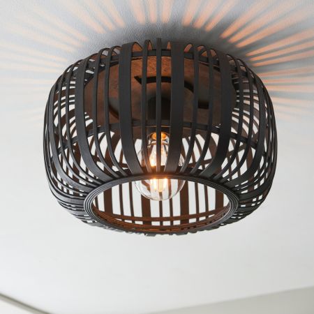 Endon Lighting Mathias Bamboo Flush Fitting Matt Black| 101699