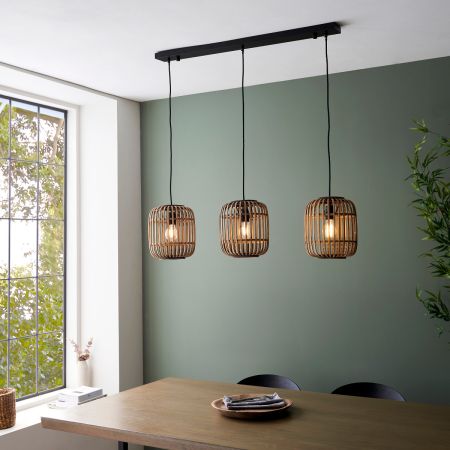 Endon Lighting Mathias 3 light Linear Pendant Natural | 101775