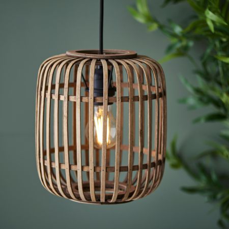 Endon Lighting Mathias Bamboo 1 Light Ceiling Pendant Natural | 101777