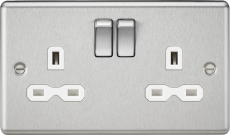 MLA 13A 2G DP Brushed Chrome Socket with White Insert | CL9BCW