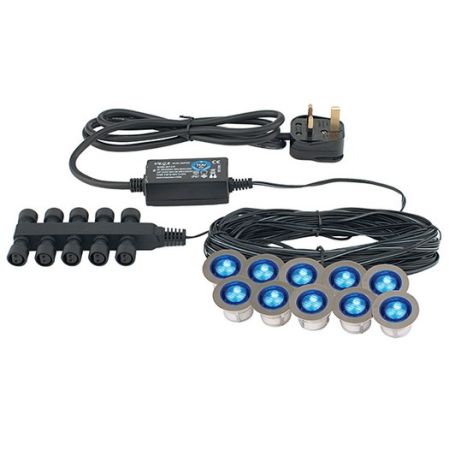 Saxby Ikon Round Outdoor LED Recessed Blue Decking Light Kit | 13890