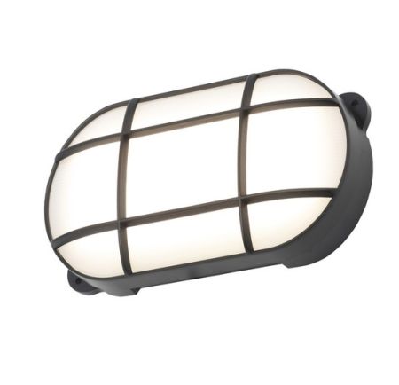 Coast Capella 15w LED Oval Grill Bulkhead IP65 Black | CZ34027-BLK