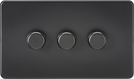 Knightsbridge Screwless 3G 2 Way 5-150W LED Trailing Edge Dimmer Matt Black | SF2193MBB