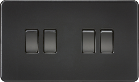 Knightsbridge Screwless 10A 4G 2 Way Light Switch Matt Black | SF4100MBB