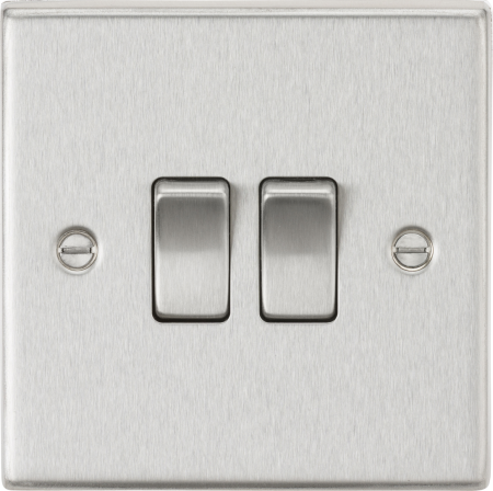 Knightsbridge 10AX 2G 2-Way Brushed Chrome Light Switch | CS3BC
