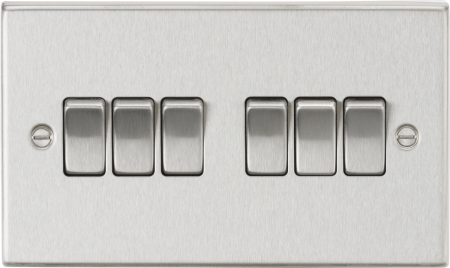 Knightsbridge 10AX 6G 2-Way Brushed Chrome Light Switch | CS42BC