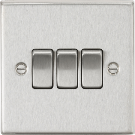 Knightsbridge 10AX 3G 2-Way Brushed Chrome Light Switch | CS4BC