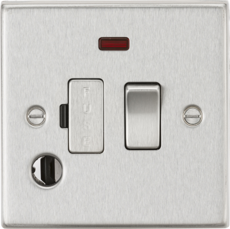 Knightsbridge 13A Brushed Chrome 13A Fused Spur Unit with Neon & Flex Outlet | CS63FBC