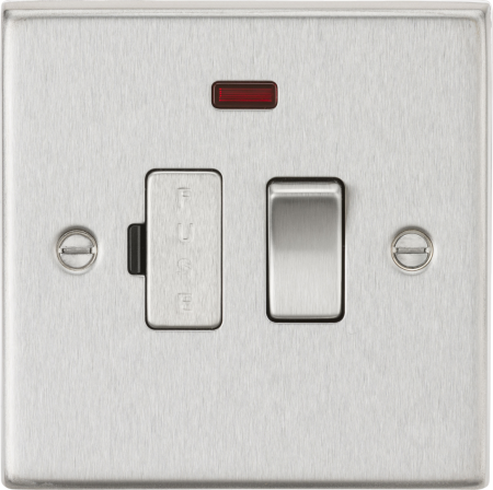 Knightsbridge 13A Brushed Chrome 13A Fused Spur Unit with Neon | CS63NBC