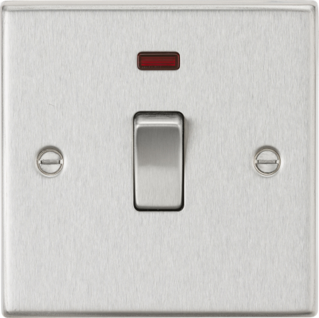 Knightsbridge 20A 1G DP Brushed Chrome Switch with Neon | CS834NBC