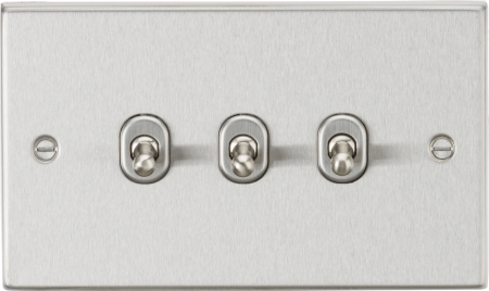 Knightsbridge 10AX 3G 2-Way Brushed Chrome Toggle Light Switch | CSTOG3BC