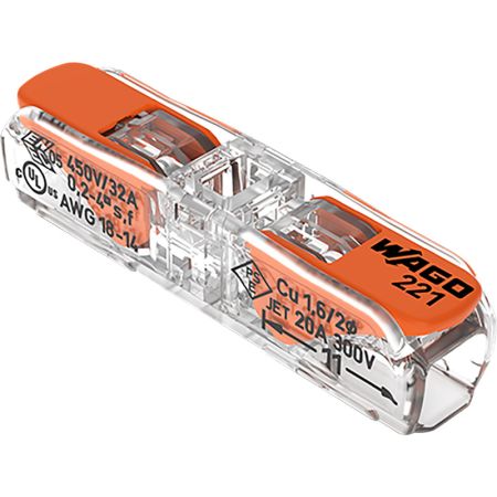 Wago 221 Series Inline Lever Connector Pack of 60 | 221-2411