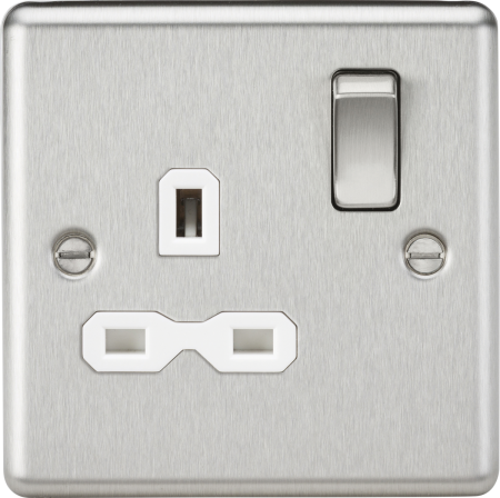 MLA 13A 1G DP Brushed Chrome Socket with White Insert | CL7BCW