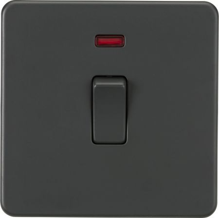 Knightsbrigde Screwless 20A 1G DP Switch with Neon Anthracite | SF8341NAT