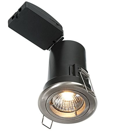 Saxby Lighting ShieldPLUS GU10 Fixed Fire Rated IP20 Satin Nickel Downlight | 50673