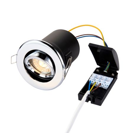 Saxby ShieldPLUS GU10 Tilt Fire Rated IP20 Downlight Chrome | 50682