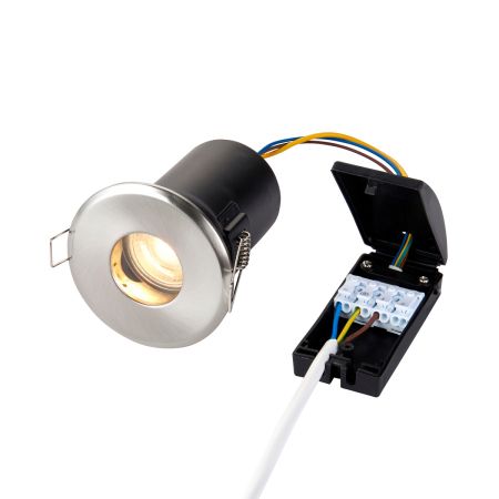 Saxby ShieldPLUS GU10 IP65 Fire Rated Downlight Satin Nickel | 50688