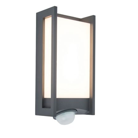 Lutec 5193002118 Qubo Anthracite Grey 13w LED PIR Wall Light