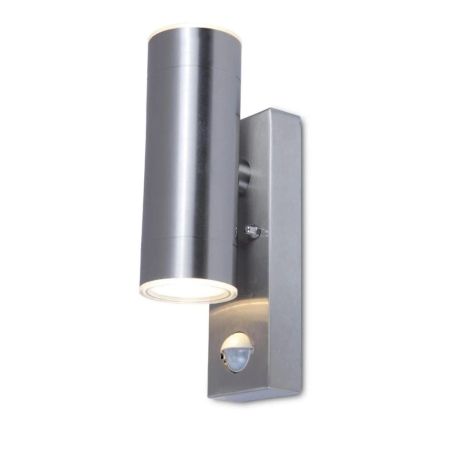 Lutec Grange Up & Down PIR 3000k LED Wall Light 3000k Stainless Steel | 5510807001