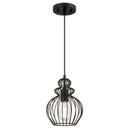 Westinghouse 1 Light Pendant with Matt Black Cage Shade 61034
