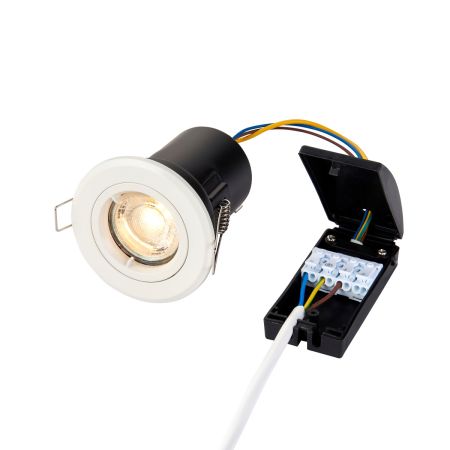 Saxby Lighting ShieldPLUS GU10 Fixed Fire Rated IP20 Matt White Downlight | 61059