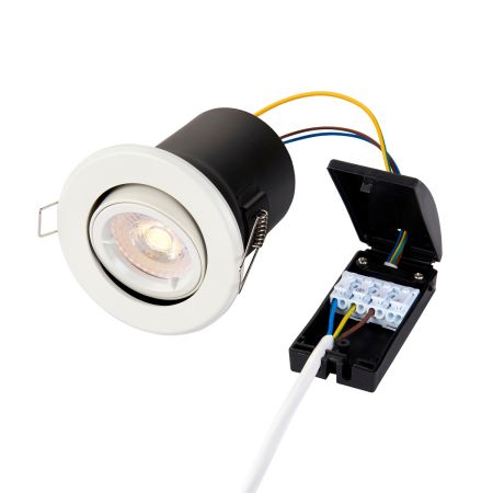 Saxby ShieldPLUS GU10 Tilt Fire Rated IP20 Downlight Matt White | 61060