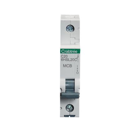 Crabtree Loadstar Type C 20A Single Pole 10kA Miniature Circuit Breaker | 6HS20C