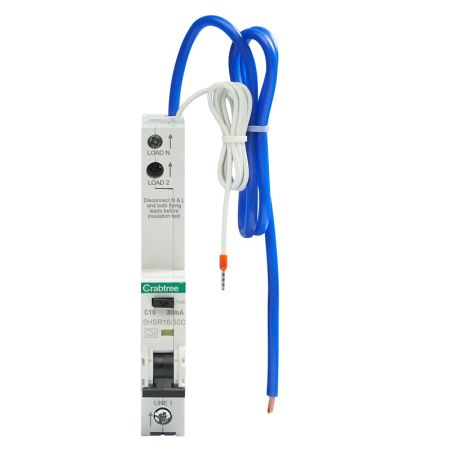 Crabtree Loadstar 16A RCBO Single Pole Type C 10kA | 6HSR16/30C