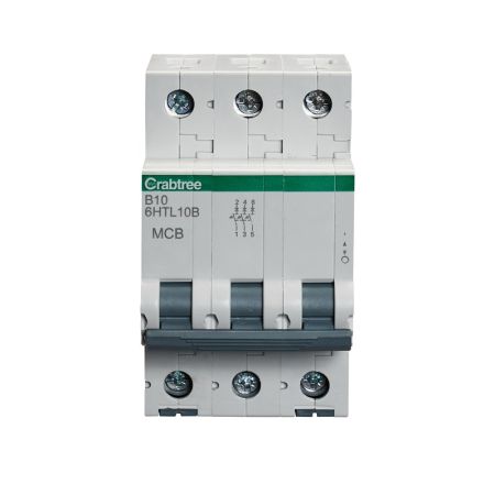 Crabtree Loadstar Type B 10A Triple Pole 10kA MCB | 6HTL10B