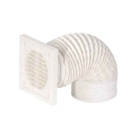 Airflow 100mm x 3m Flexible Duct Kit & Square Grille White | 72643602