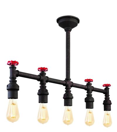 Firstlight 7637 Factory 5 Light Semi-Flush Rustic Steampunk Pendant