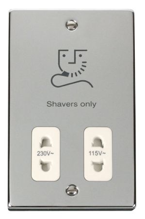 Click Deco Polished Chrome White Insert Shaver Socket VPCH100WH