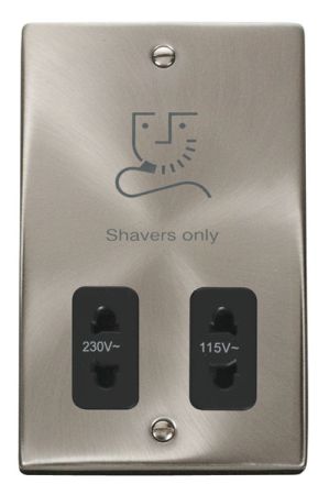 Click Deco Satin Chrome Black Insert Shaver Socket VPSC100BK