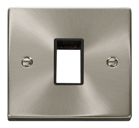 Click Deco Single Aperture Satin Chrome Unfurnished Plate Black Insert VPSC401BK