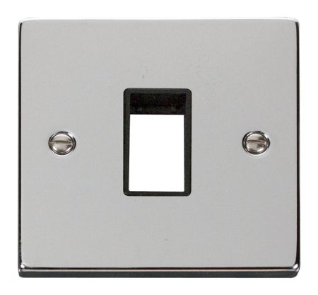 Click Deco Single Aperture Polished Chrome Unfurnished Plate Black Insert VPCH401BK