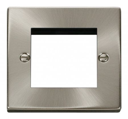 Click Deco Twin Aperture Satin Chrome Unfurnished New Media Plate VPSC311