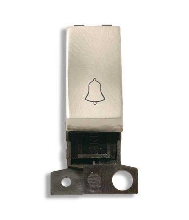 Click MiniGrid 10a 1 way Ingot Brushed Steel Retractive Bell Switch