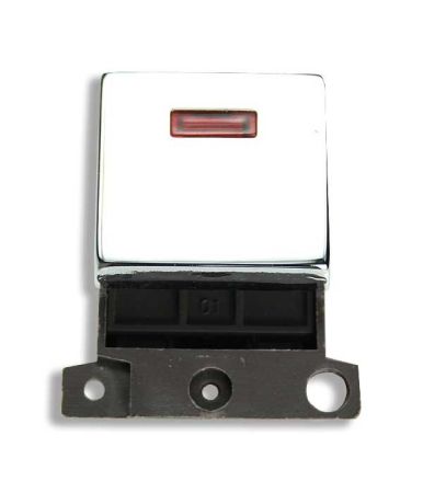 Click MiniGrid MD023CH Polished Chrome 20A Double Pole Switch Module with Neon