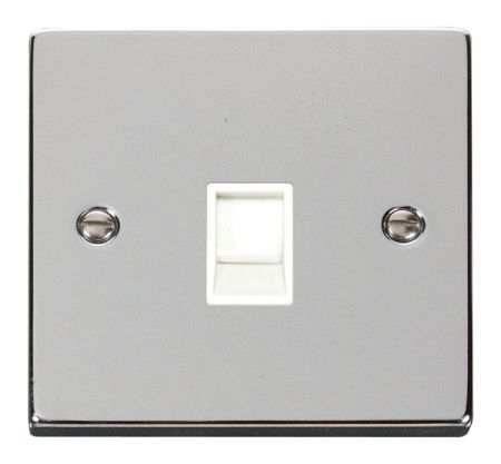 Click Deco Polished Chrome Single Telephone Master Socket White Insert VPCH120WH