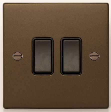 Hamilton Hartland Richmond Bronze 2 Gang 10AX 2 Way Plate Switch | 7RBR22BL-B