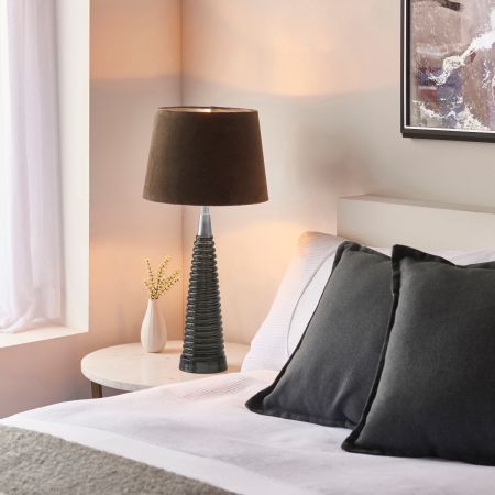 Endon Lighting Naia Charcoal Ribbed Glass Table Lamp | 93424