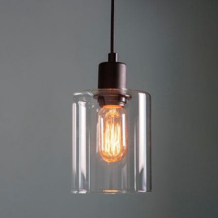 Endon 95472 Toledo Indoor Pendant Light Matt Black & Clear Glass Dimmable