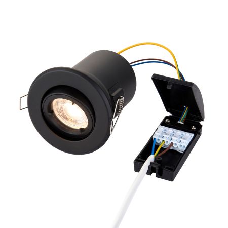 Saxby ShieldPLUS GU10 Tilt Fire Rated IP20 Downlight Matt Black | 99759