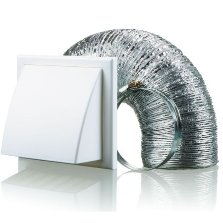 Blauberg 125mm White Cooker Hood Duct Cowled Wall Shutter Vent Kit Fan Extractor 5