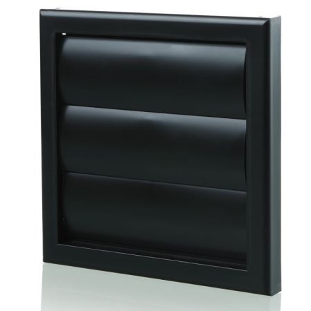 Blauberg Plastic 100mm 4” Wall Vent Cover Back Draught Air Gravity Shutter Ventilation Grille Black | DECOR 155X155-100G BLACK
