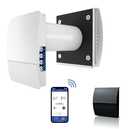 Blauberg Vento-Mini Decentralised Single Room Heat Recovery Fan Unit WiFi Black Cowl