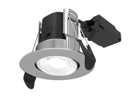 ALL LED Atom Adjustable 5W IP65 CCT Selectable Dimmable LED Fire Rated Downlight Polished Chrome Finish | AFD05/A/PC/CCT